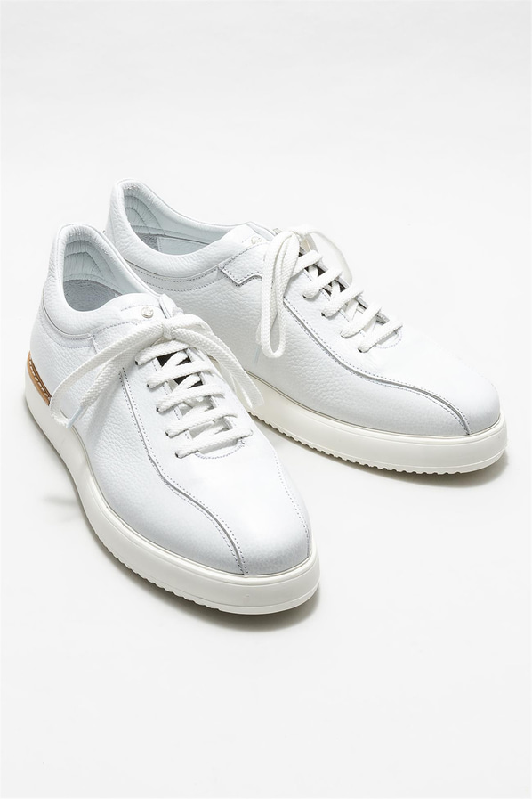 Beyaz deri erkek günlük ayakkabı, rahat kullanım için - Elle Shoes