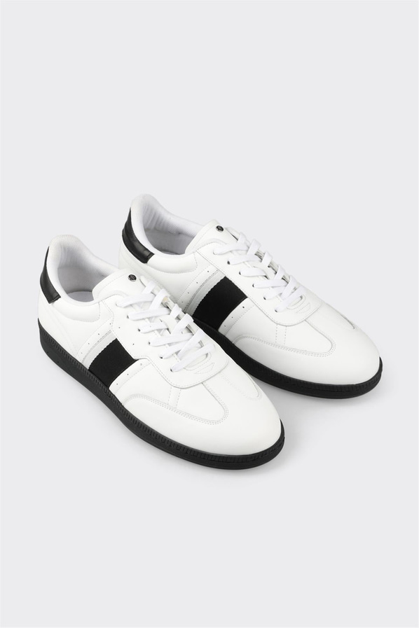 Beyaz deri erkek günlük ayakkabı, günlük kullanım için - Elle Shoes