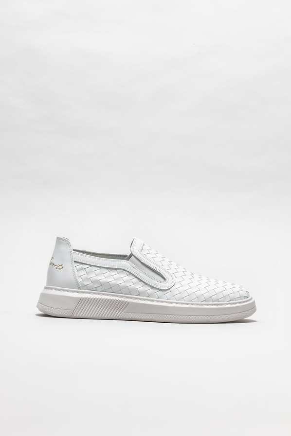 Beyaz deri erkek günlük ayakkabı, günlük kullanım için - Elle Shoes
