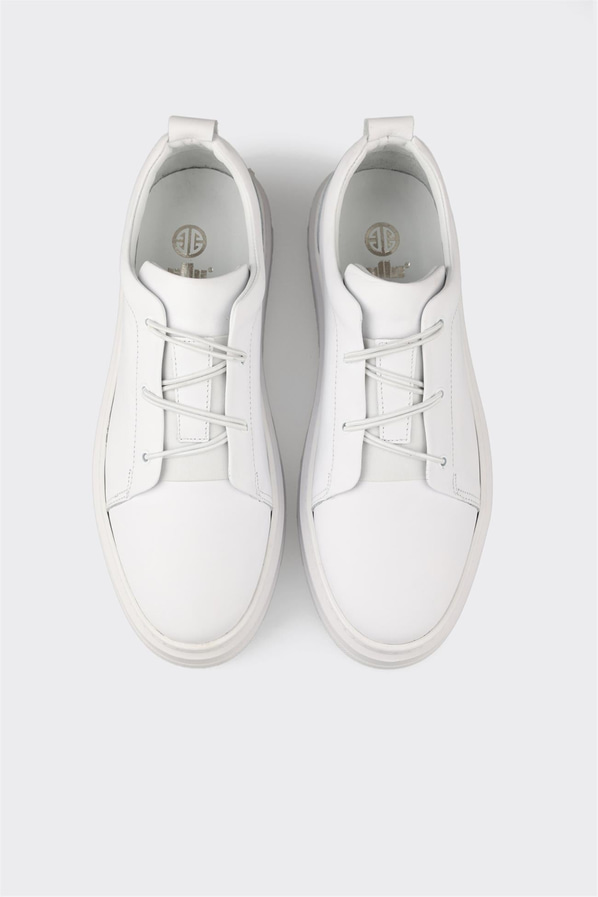 Beyaz deri simli erkek günlük ayakkabı, rahat kullanım için - Elle Shoes