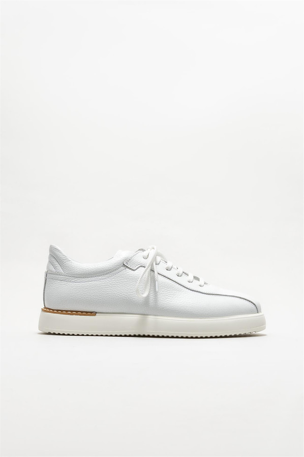 Beyaz deri erkek günlük ayakkabı, rahat kullanım için - Elle Shoes