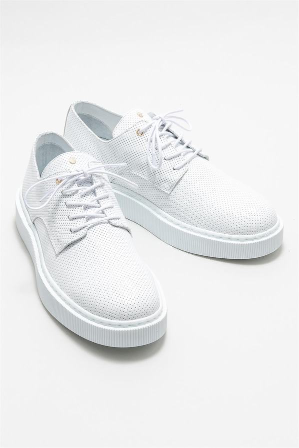 Beyaz deri erkek günlük ayakkabı, günlük kullanım için - Elle Shoes