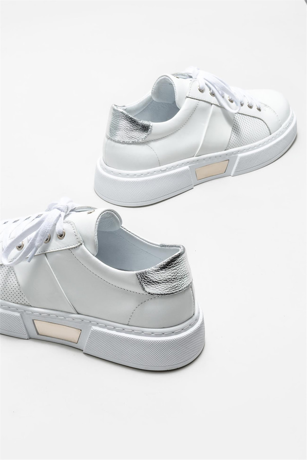 Beyaz deri erkek spor ayakkabı - Elle Shoes