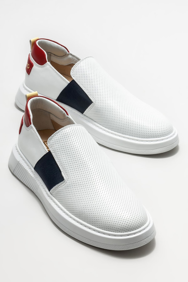 Beyaz deri erkek spor ayakkabı - Elle Shoes