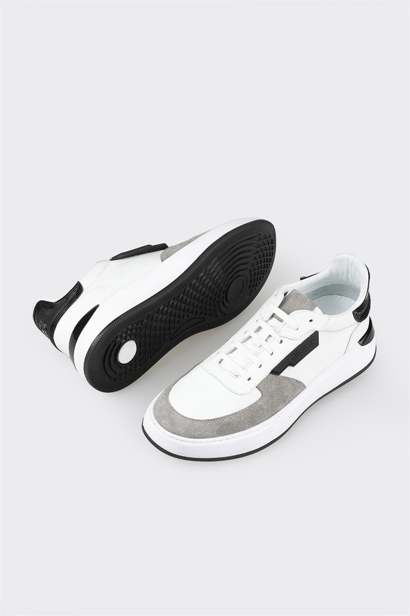 Beyaz deri erkek spor ayakkabı - Elle Shoes