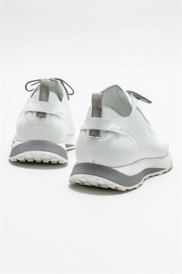 Beyaz deri erkek spor ayakkabı - Elle Shoes