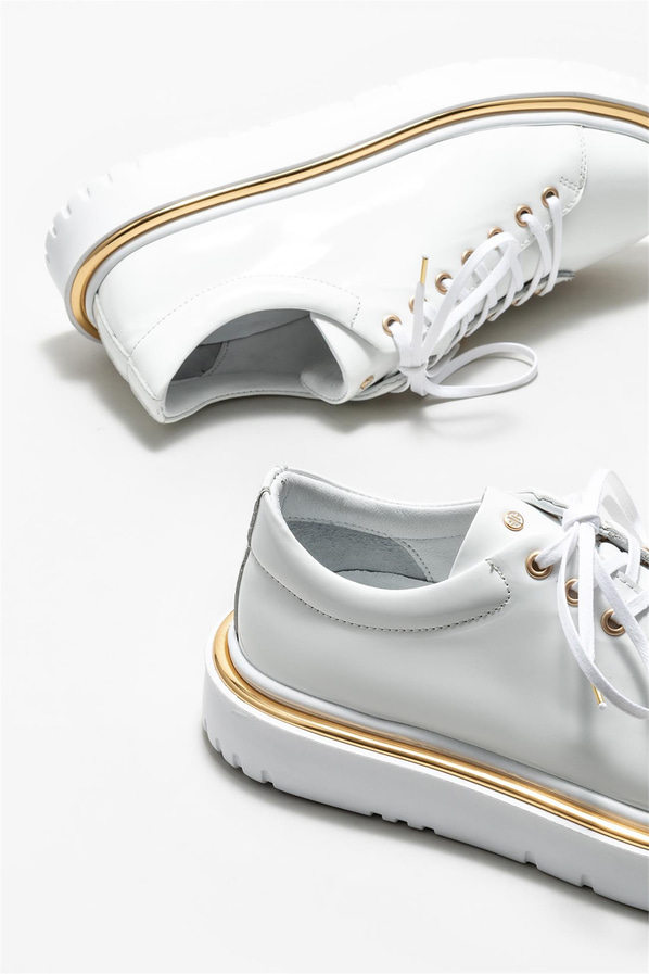 Beyaz deri erkek spor ayakkabı - Elle Shoes