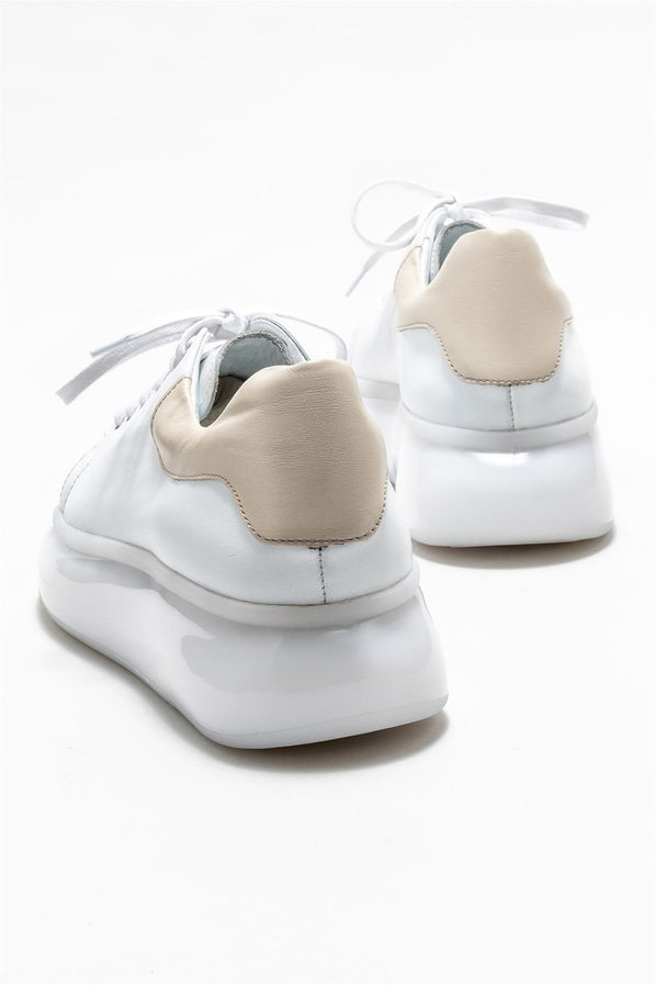 Beyaz deri erkek spor ayakkabı - Elle Shoes