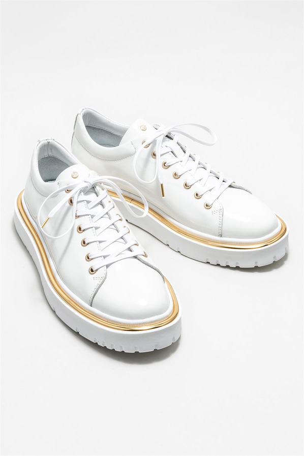 Beyaz deri erkek spor ayakkabı - Elle Shoes