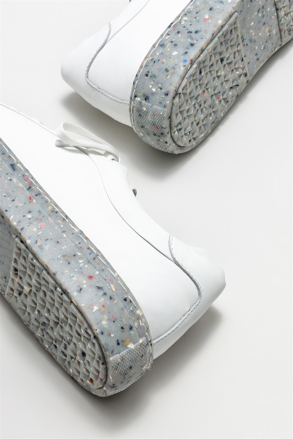 Beyaz deri erkek spor ayakkabı - Elle Shoes
