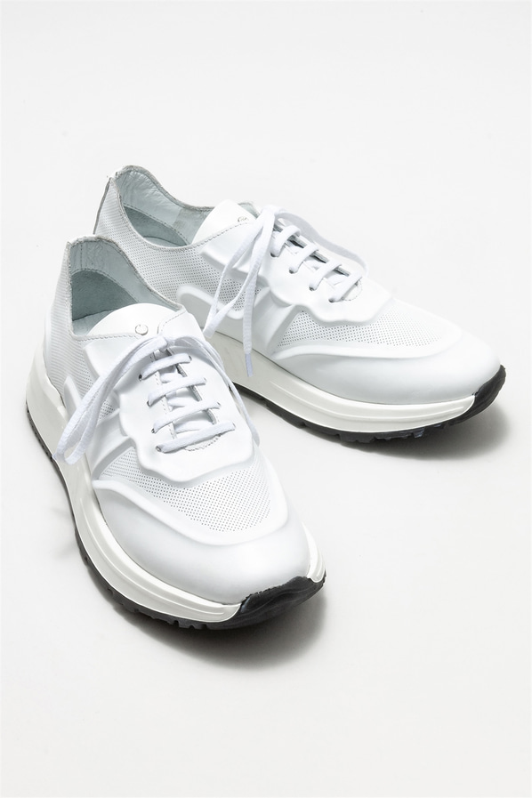 Beyaz deri erkek spor ayakkabı - Elle Shoes