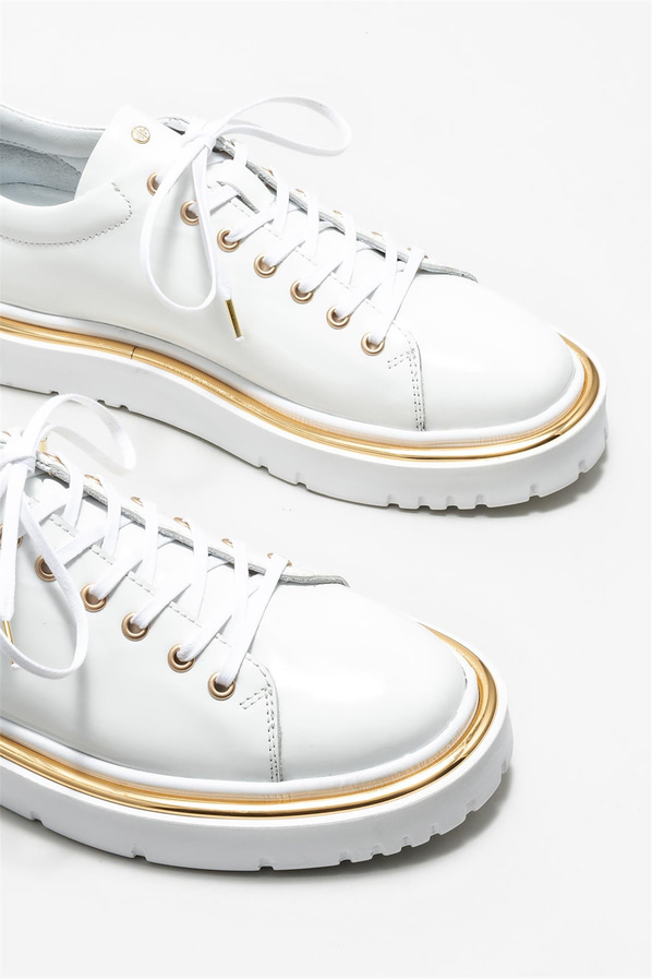 Beyaz deri erkek spor ayakkabı - Elle Shoes