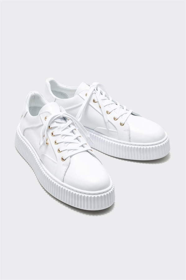 Beyaz deri erkek spor ayakkabı - Elle Shoes