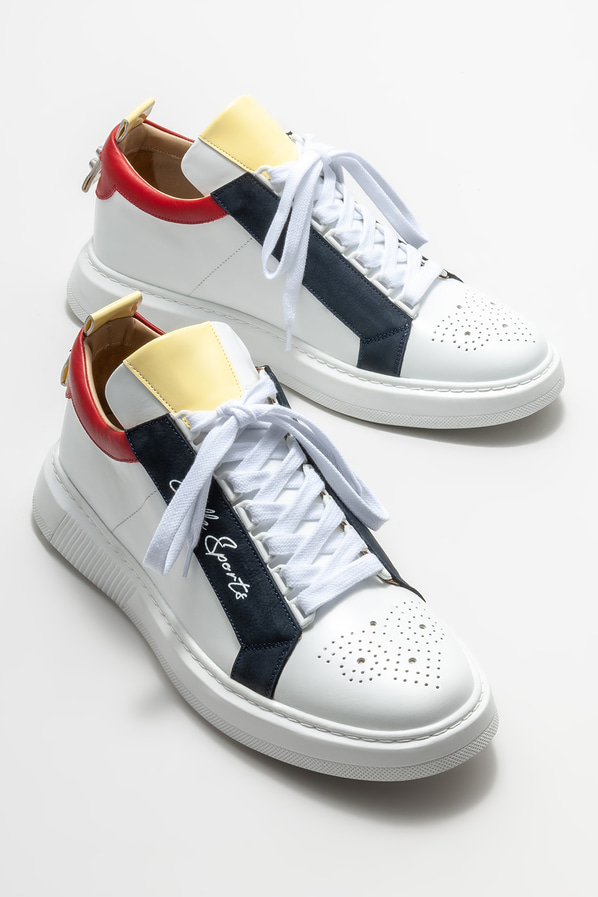 Beyaz deri erkek spor ayakkabı - Elle Shoes