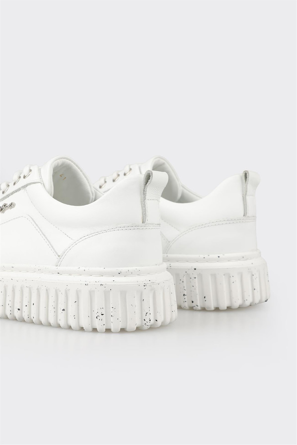 Beyaz deri erkek spor ayakkabı - Elle Shoes