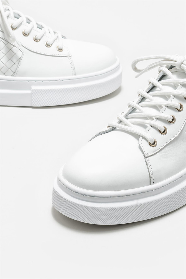 Beyaz deri erkek spor ayakkabı - Elle Shoes