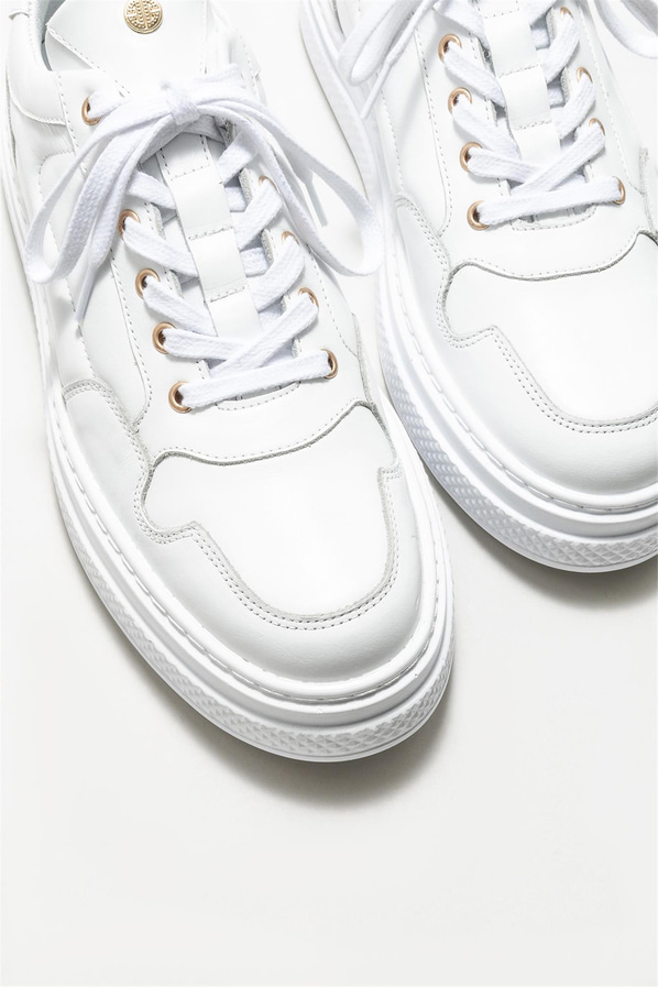 Beyaz deri erkek spor ayakkabı - Elle Shoes
