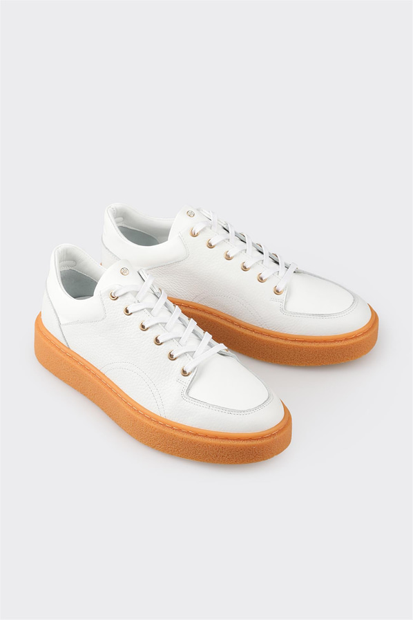Beyaz deri erkek spor ayakkabı - Elle Shoes