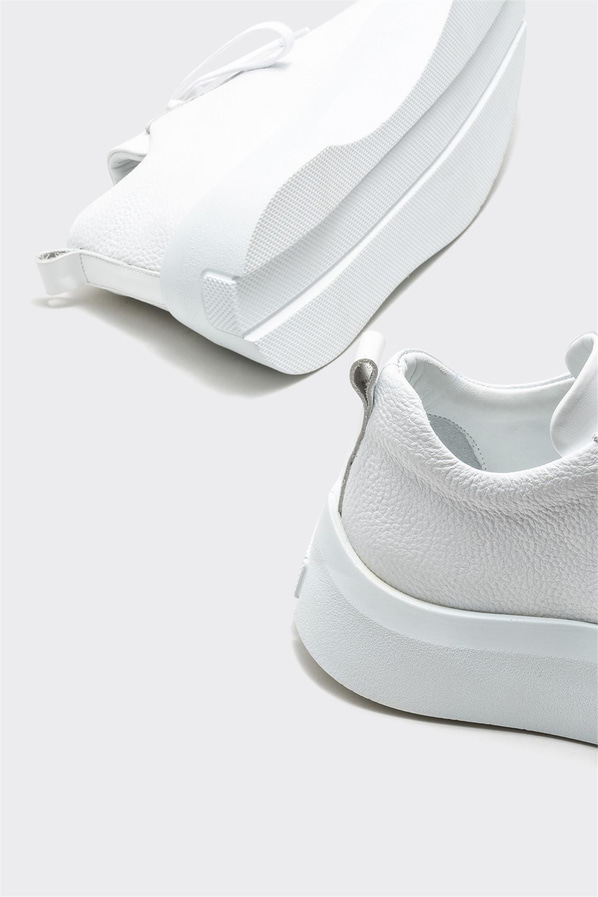 Beyaz deri erkek spor ayakkabı - Elle Shoes