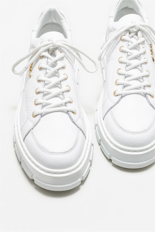 Beyaz deri erkek spor ayakkabı - Elle Shoes