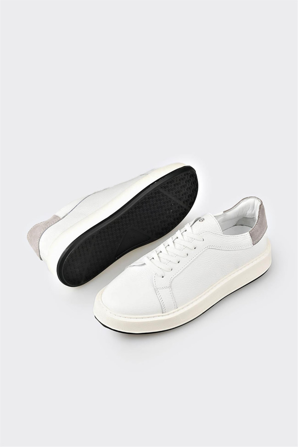 Beyaz deri erkek spor ayakkabı - Elle Shoes