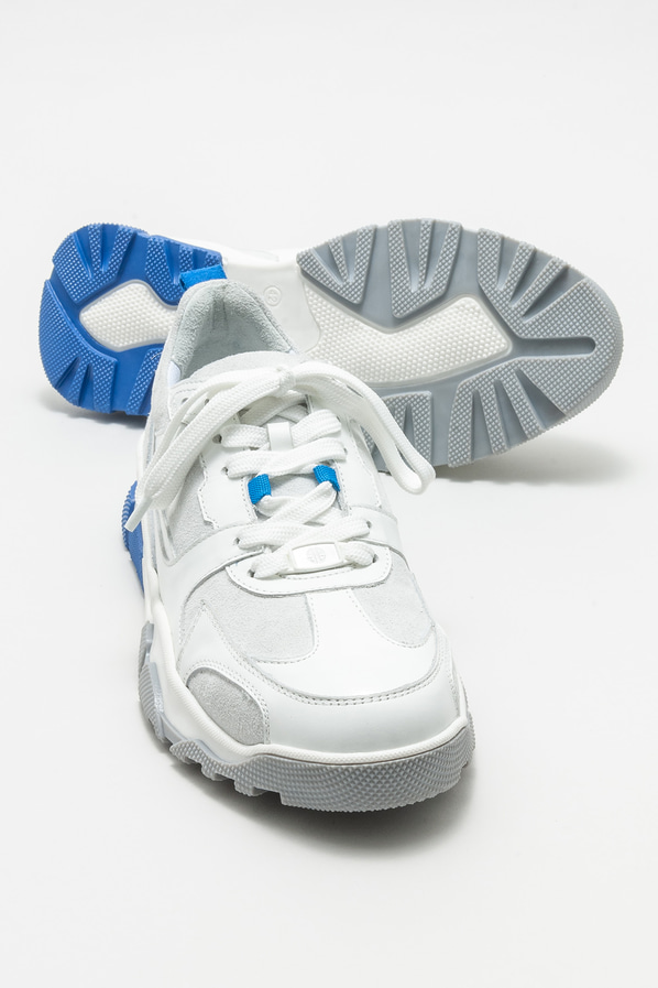 Beyaz deri erkek spor ayakkabı - Elle Shoes