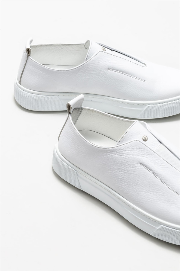 Beyaz deri erkek spor ayakkabı - Elle Shoes