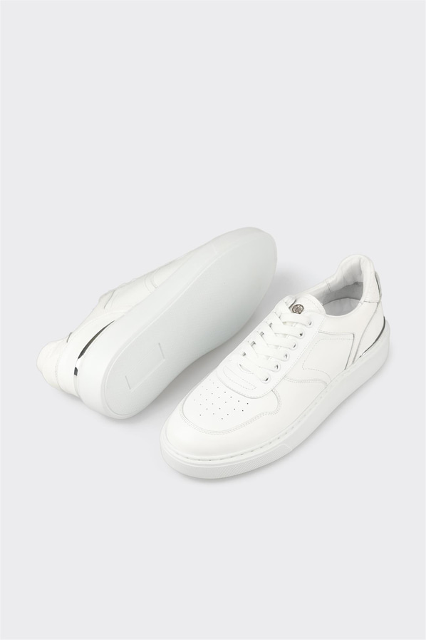 Beyaz deri erkek spor ayakkabı - Elle Shoes