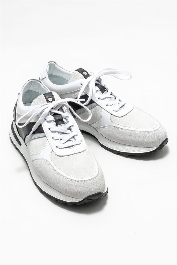Beyaz deri erkek spor ayakkabı - Elle Shoes