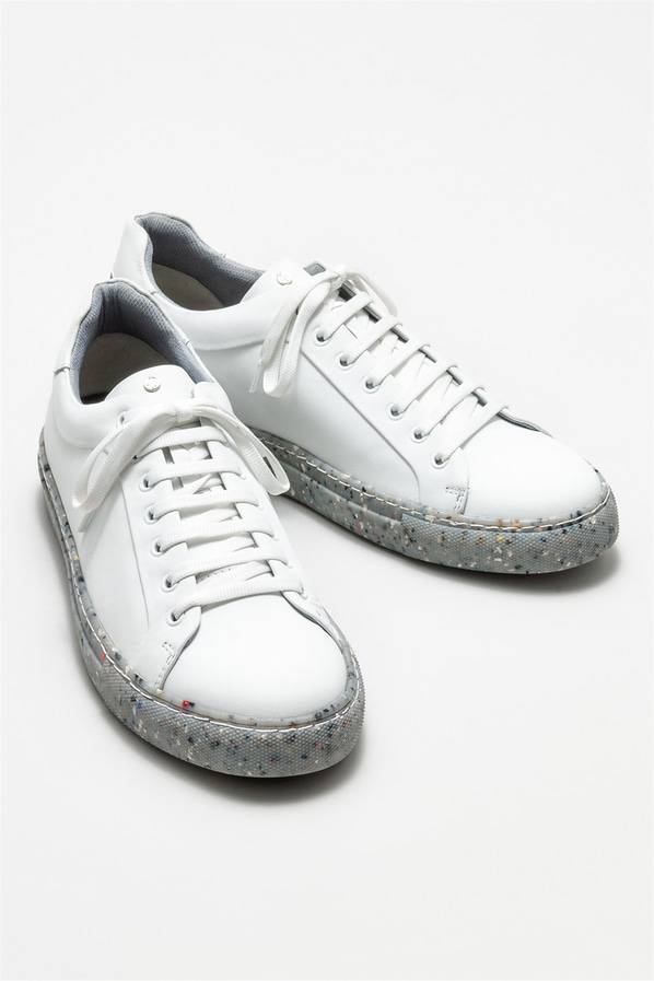 Beyaz deri erkek spor ayakkabı - Elle Shoes