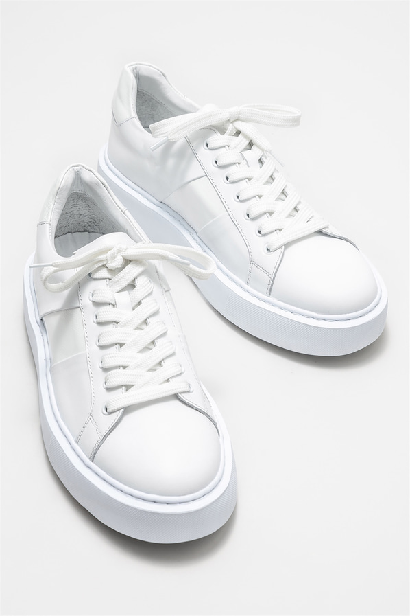 Beyaz deri erkek spor ayakkabı - Elle Shoes