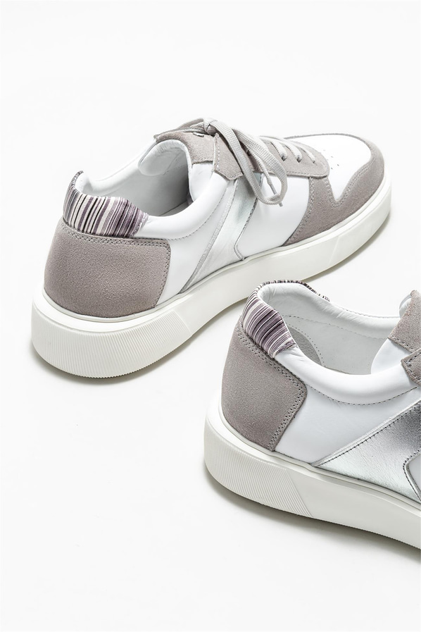 Beyaz deri erkek spor ayakkabı - Elle Shoes
