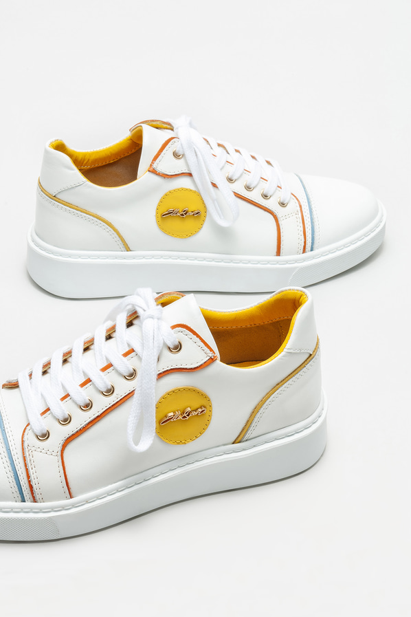 Beyaz deri erkek spor ayakkabı - Elle Shoes