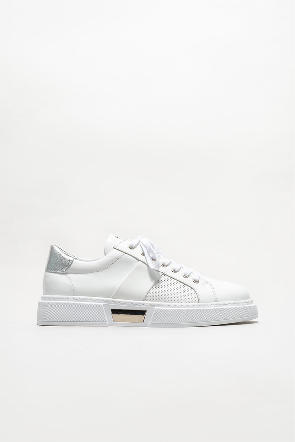 Beyaz deri erkek spor ayakkabı - Elle Shoes