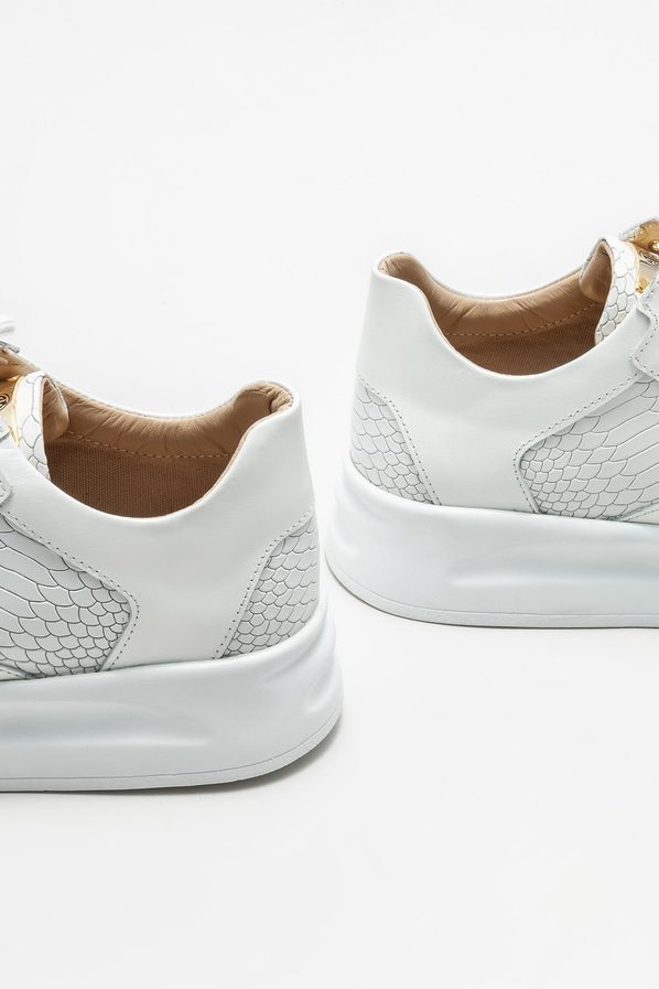 Beyaz deri erkek spor ayakkabı - Elle Shoes