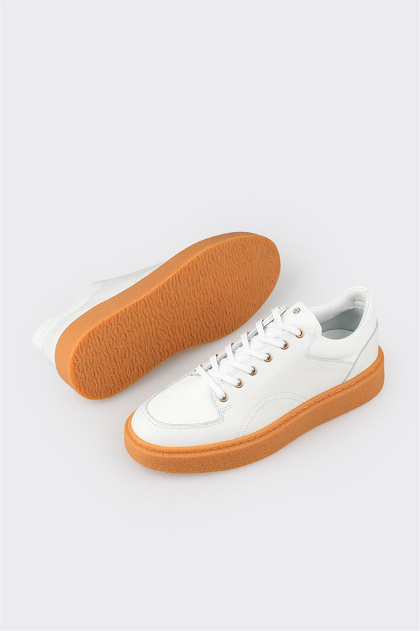 Beyaz deri erkek spor ayakkabı - Elle Shoes