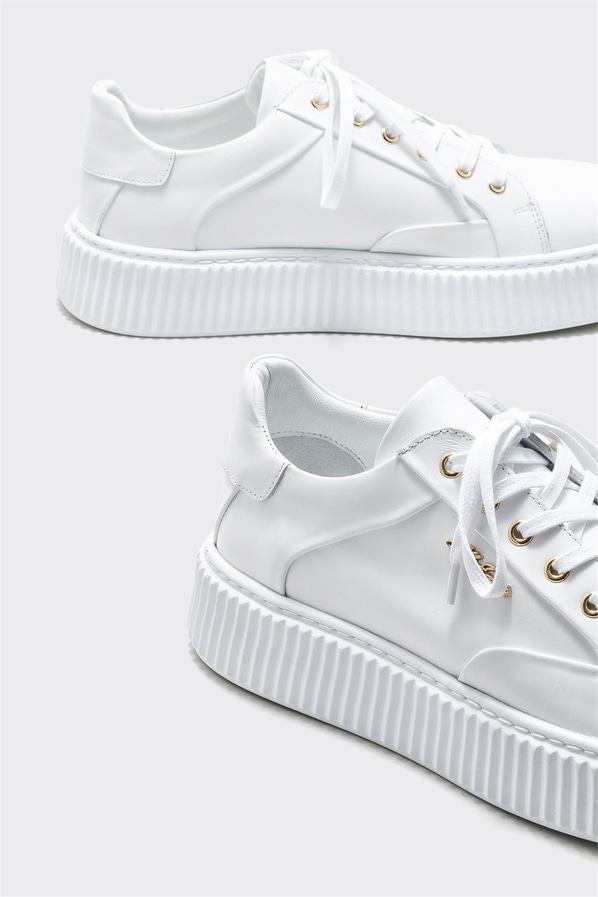 Beyaz deri erkek spor ayakkabı - Elle Shoes