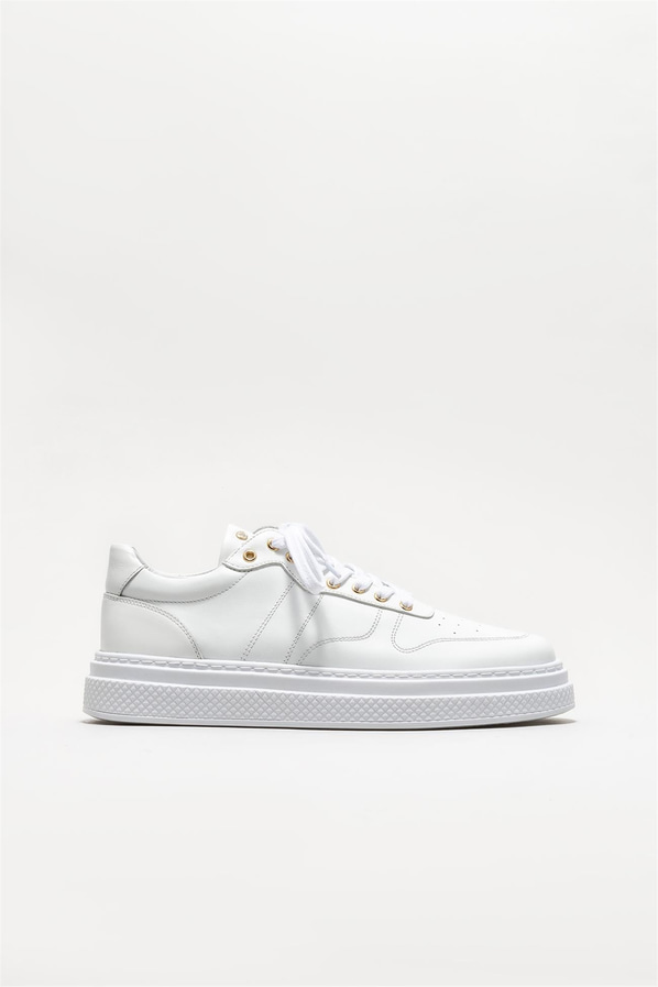 Beyaz deri erkek spor ayakkabı - Elle Shoes