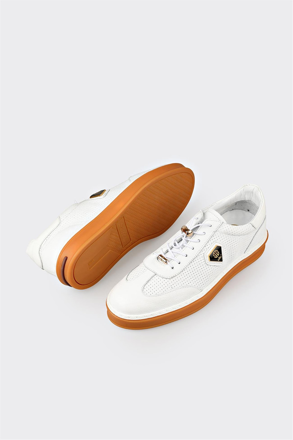 Beyaz Deri Erkek Spor Ayakkabı