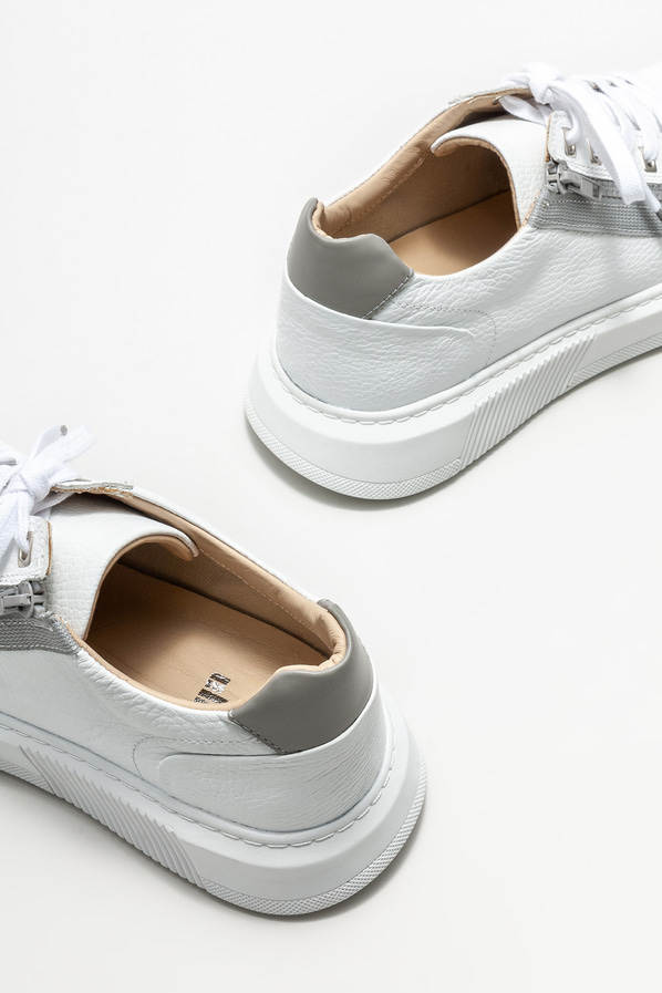 Beyaz deri erkek spor ayakkabı - Elle Shoes