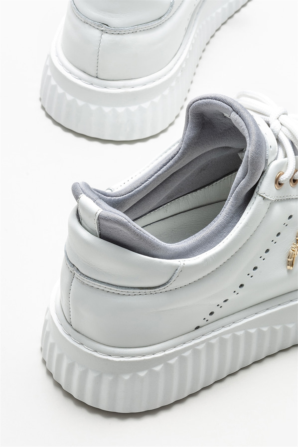 Beyaz deri erkek spor ayakkabı - Elle Shoes