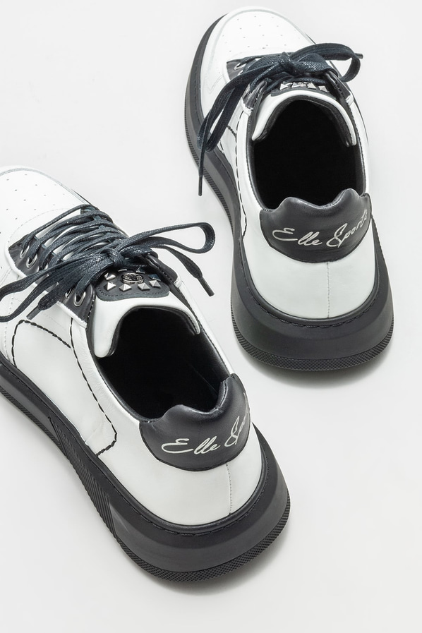 Beyaz deri erkek spor ayakkabı - Elle Shoes