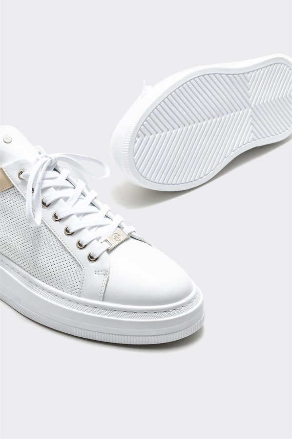 Beyaz deri erkek spor ayakkabı - Elle Shoes