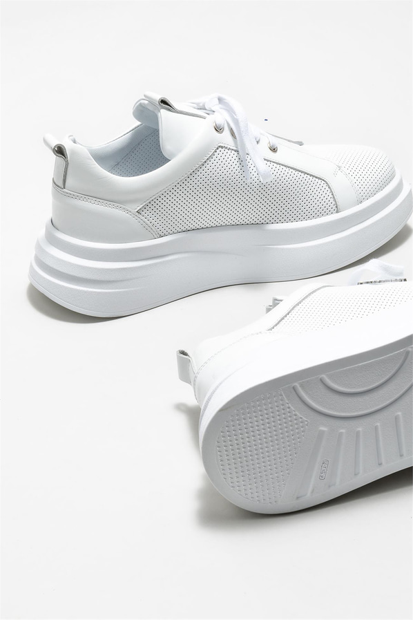 Beyaz deri erkek spor ayakkabı - Elle Shoes