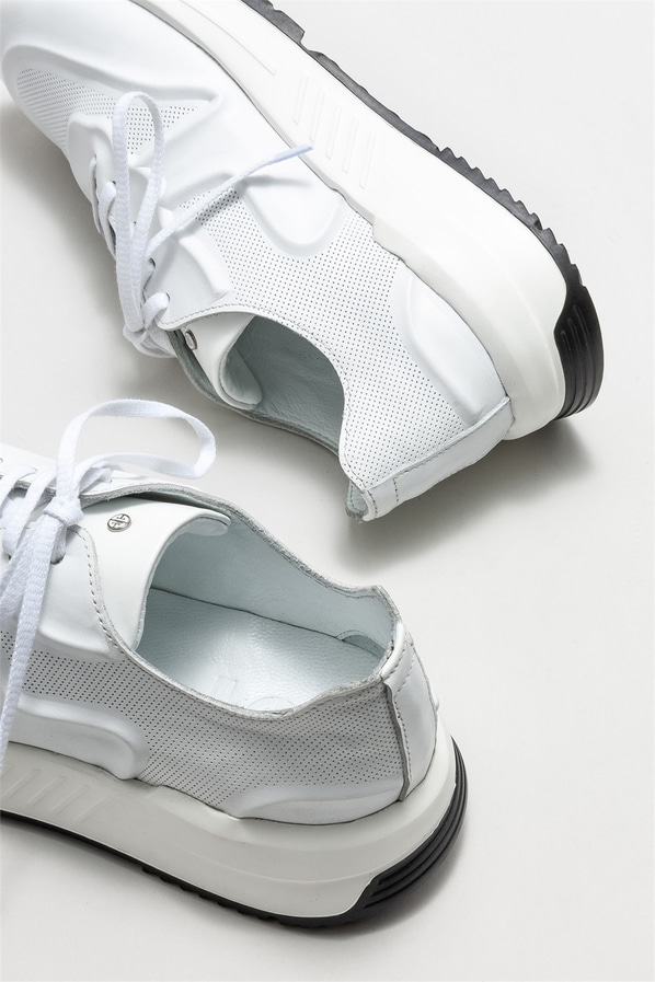 Beyaz deri erkek spor ayakkabı - Elle Shoes