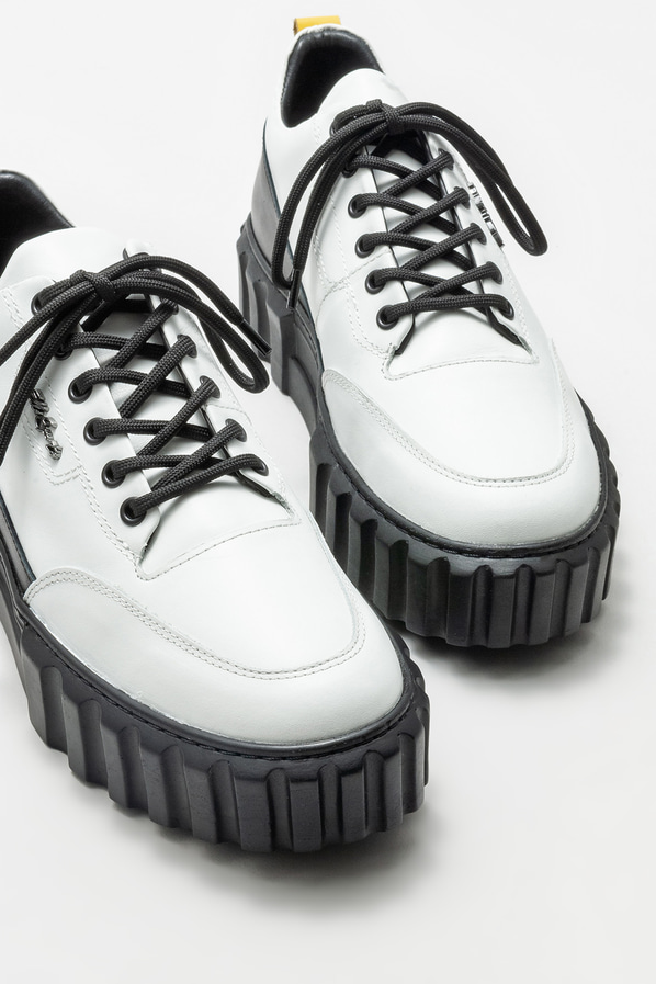 Beyaz deri erkek spor ayakkabı - Elle Shoes