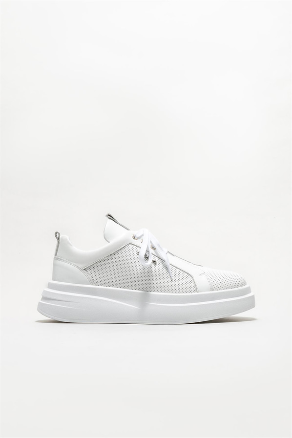 Beyaz deri erkek spor ayakkabı - Elle Shoes