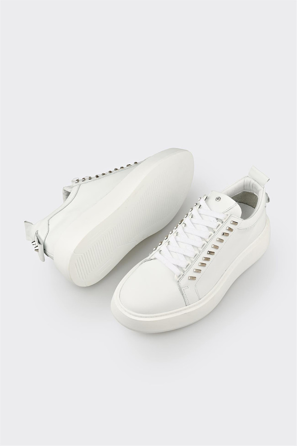 Beyaz Deri Erkek Spor Ayakkabı