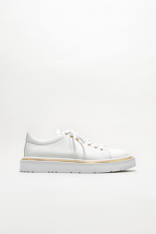 Beyaz deri erkek spor ayakkabı - Elle Shoes