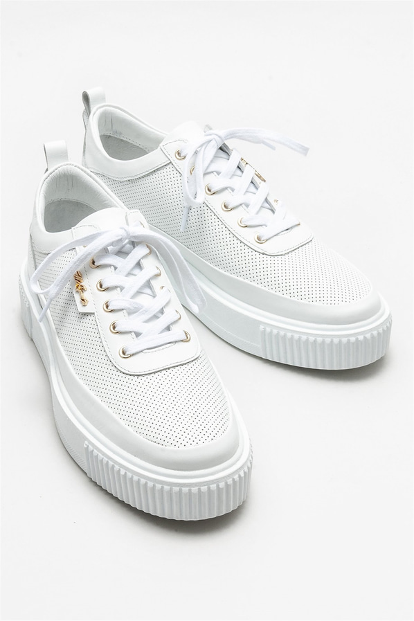 Beyaz Deri Erkek Spor Ayakkabı